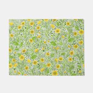 Buttercups on white doormat