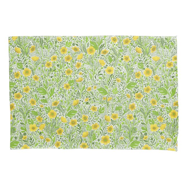 Buttercups on white pillow case (Front-Left)