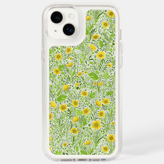 Buttercups on white speck iPhone case (Front)