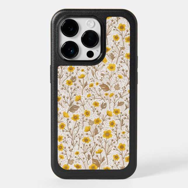 Buttercups, yellow and brown otterbox iPhone case (Back)