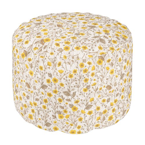 Buttercups yellow and brown pouf