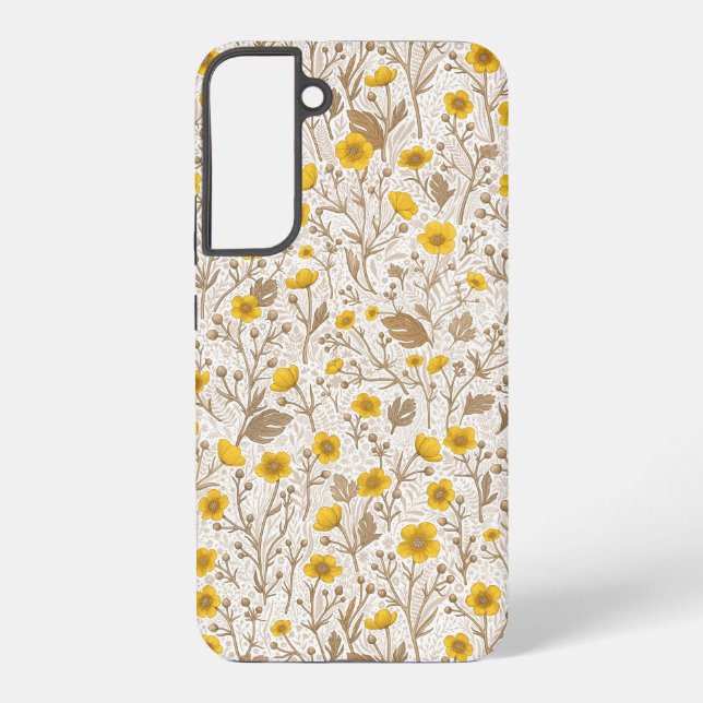 Buttercups, yellow and brown samsung galaxy case (Back)