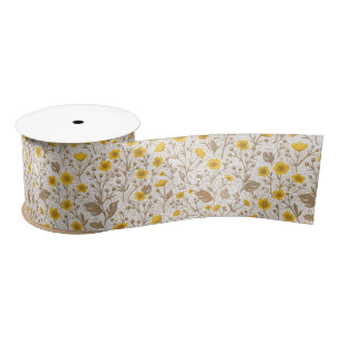 Buttercups, yellow and brown satin ribbon
