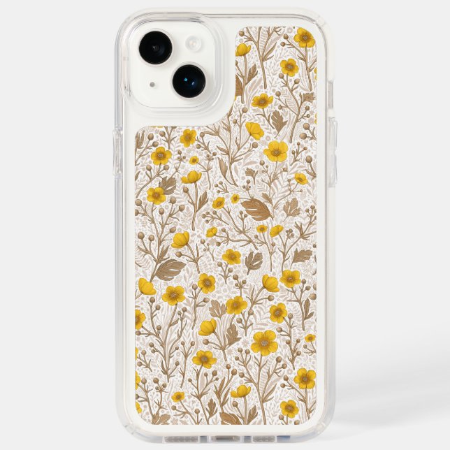 Buttercups, yellow and brown speck iPhone case (Front)