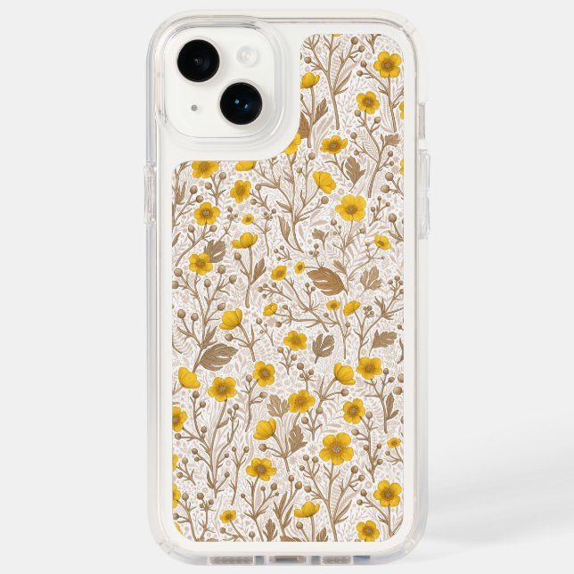 Buttercups, yellow and brown speck iPhone case (Front)