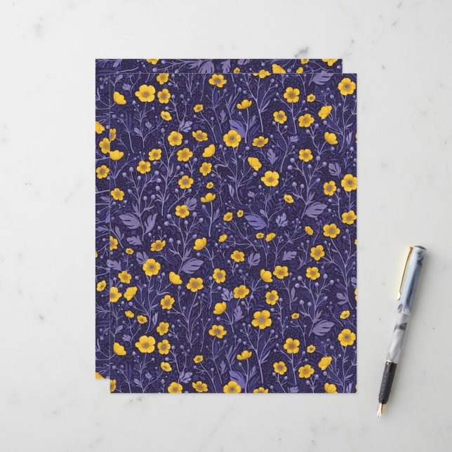 Buttercups, yellow and violet (Front/Back In Situ)