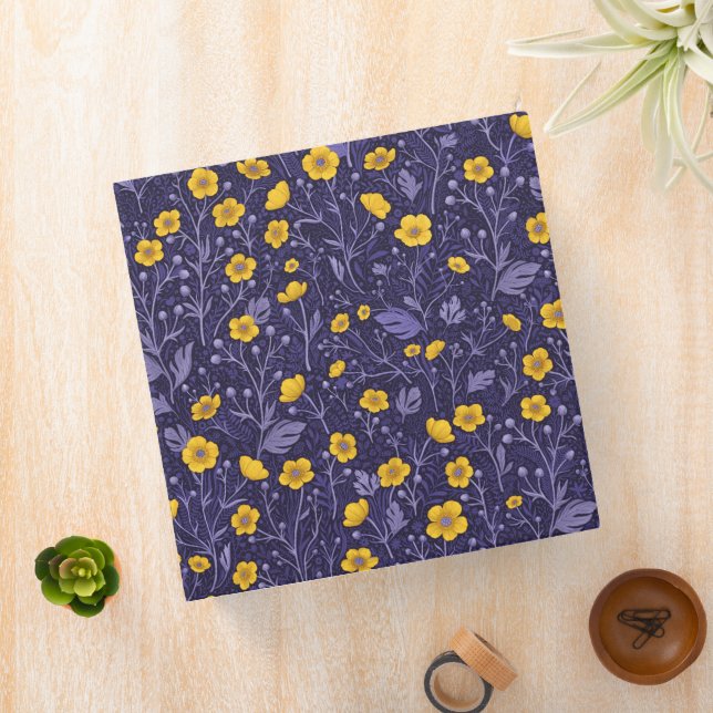 Buttercups, yellow and violet 3 ring binder (In Situ)