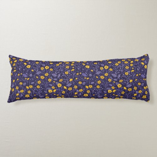 Buttercups yellow and violet body pillow