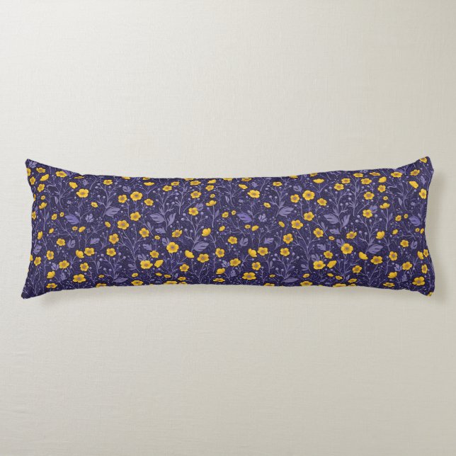 Buttercups, yellow and violet body pillow (Front)