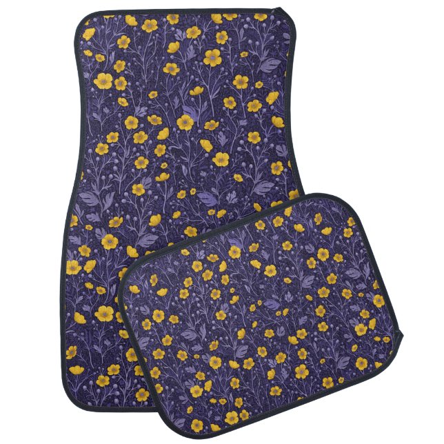 Buttercups, yellow and violet car floor mat (Set)