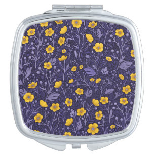 Buttercups, yellow and violet compact mirror