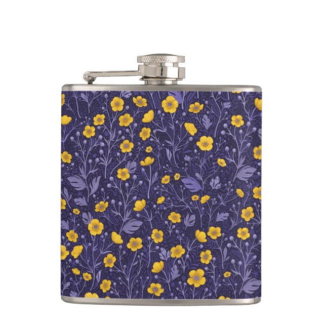 Buttercups, yellow and violet flask (Front)