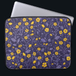 Buttercups, yellow and violet laptop sleeve<br><div class="desc">Hand-painted buttercups and various wild grasses</div>