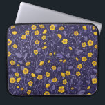 Buttercups, yellow and violet laptop sleeve<br><div class="desc">Hand-painted buttercups and various wild grasses</div>