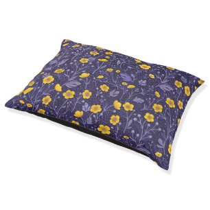 Buttercups, yellow and violet pet bed