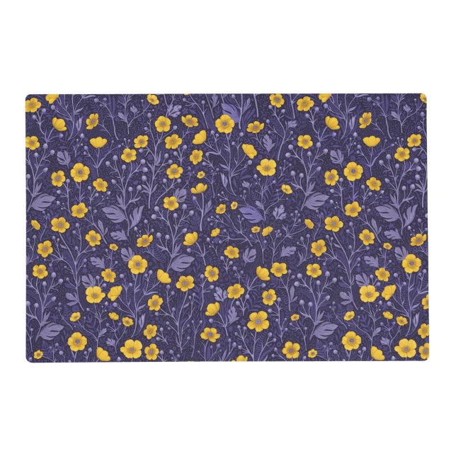 Buttercups, yellow and violet placemat (Front)