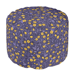 Buttercups, yellow and violet pouf