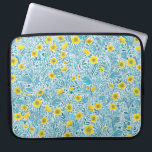 Buttercups, yellow, blue and white laptop sleeve<br><div class="desc">Hand-painted pattern with foxes and buttercups</div>