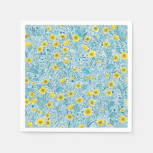 Buttercups yellow blue and white napkins