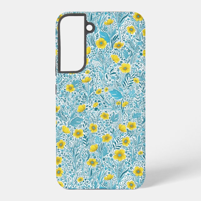 Buttercups, yellow, blue and white samsung galaxy case (Back)