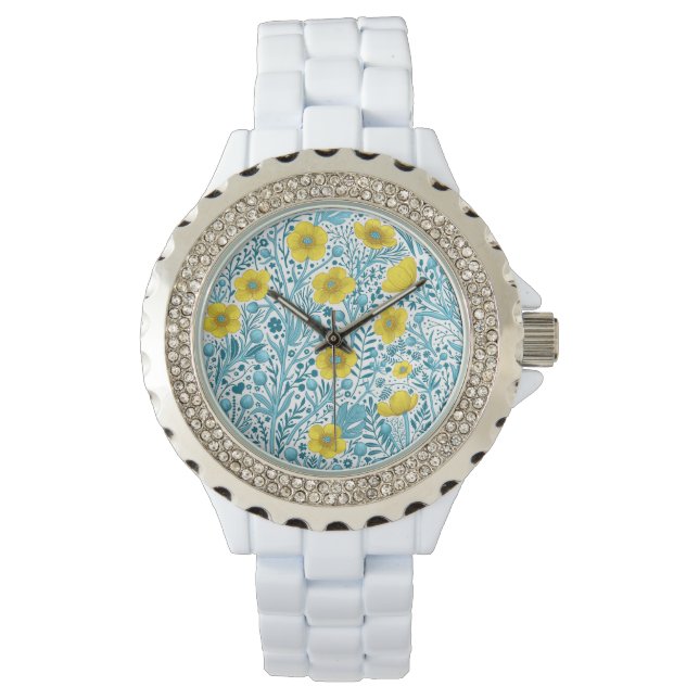 Buttercups, yellow, blue and white watch (Front)