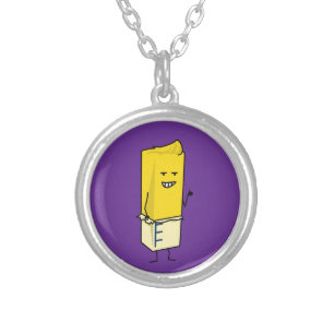 Buttered Buttery Stick of Butter Happy Thumbs Up Silver Plated Necklace