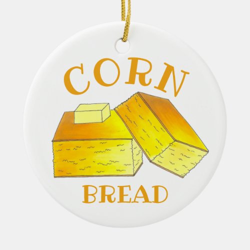 Buttered Cornbread Southern Soul Food Spoon Bread Ceramic Ornament