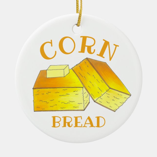 Buttered Cornbread Southern Soul Food Spoon Bread Ceramic Ornament (Front)