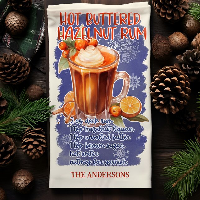 Buttered Hazelnut Rum Christmas Cocktail Recipe Kitchen Towel (Creator Uploaded)