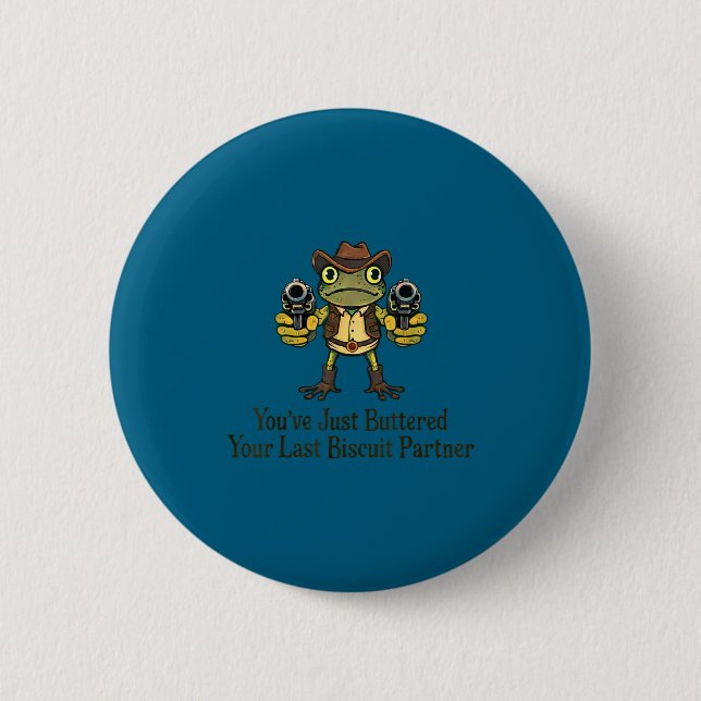 Buttered last biscuit partner frog cowboy button (Front)