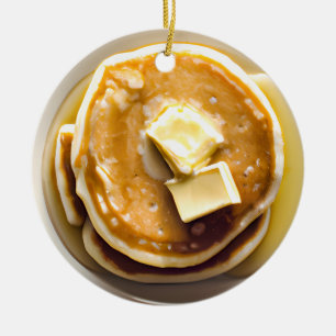 Buttered Pancakes Pun Christmas Ceramic Ornament
