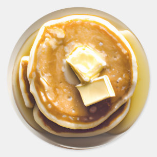Buttered Pancakes with Syrup Food Classic Round Sticker