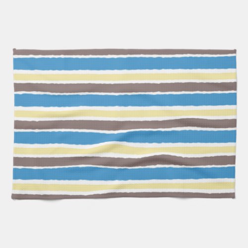 Buttered Popcorn Coffee Brown Sonic Blue Stripes Kitchen Towel
