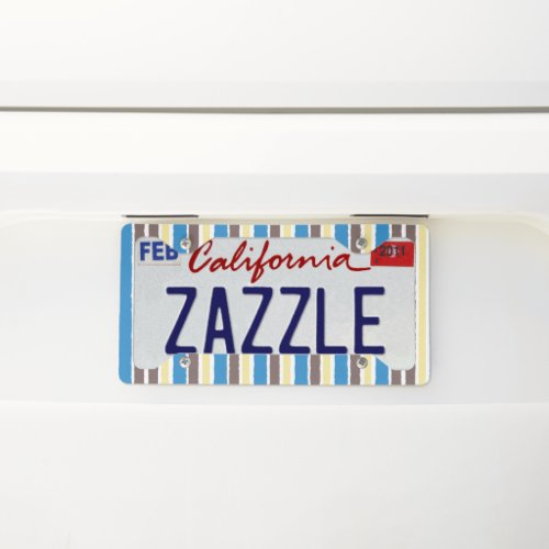Buttered Popcorn Coffee Brown Sonic Blue Stripes License Plate Frame