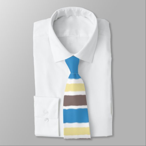 Buttered Popcorn Coffee Brown Sonic Blue Stripes Neck Tie