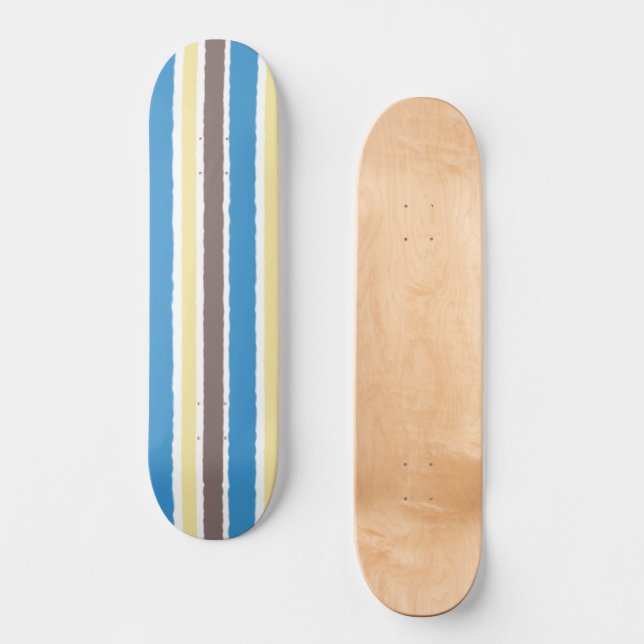 Buttered Popcorn Coffee Brown Sonic Blue Stripes Skateboard (Front)