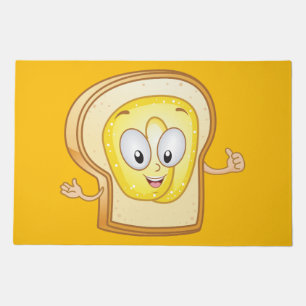 Buttered Toast Cartoon Character Happy Bread Doormat
