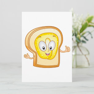 Buttered Toast Cartoon Character Happy Bread Invitation