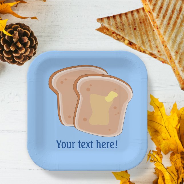 Buttered Toast graphic plus your custom text Paper Plates (Creator Uploaded)