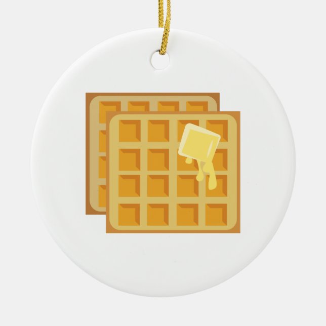 Buttered Waffles Ceramic Ornament (Front)