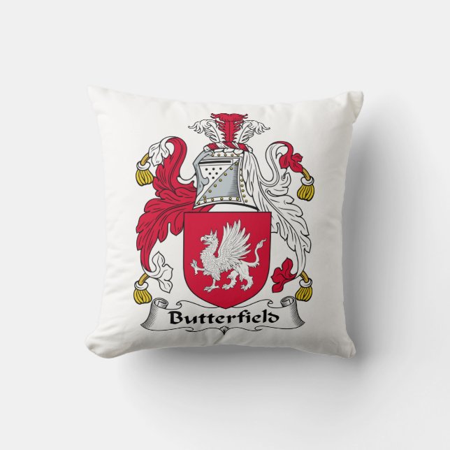 Butterfield Family Crest Throw Pillow (Front)