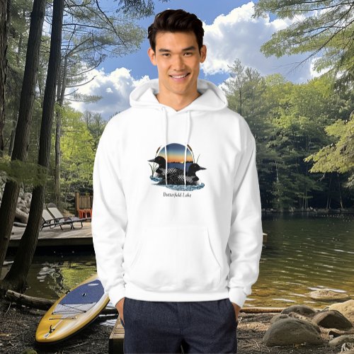 Butterfield Lake Loon Pair White Hoodie