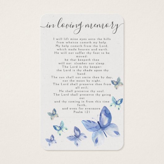 Butterfles Photo Funeral Memorial Prayer Card (Back)