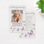 Butterfles Photo Funeral Memorial Prayer Card (Desk)