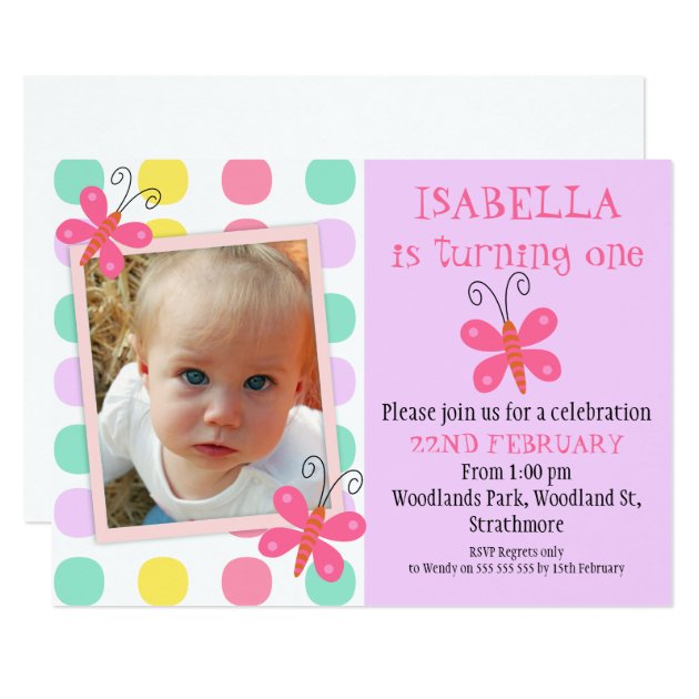 Butterflies 1st Or 2nd Birthday Party Invitation