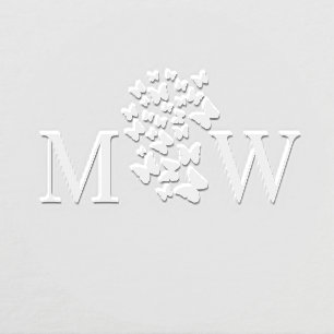 Butterflies #2 Couple Wedding 2 Initial Monogram Embosser