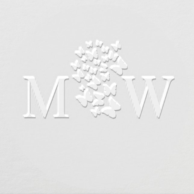 Butterflies #2 Couple Wedding 2 Initial Monogram Embosser (Design)