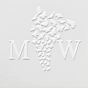 Butterflies #3 Couple Wedding 2 Initial Monogram Embosser