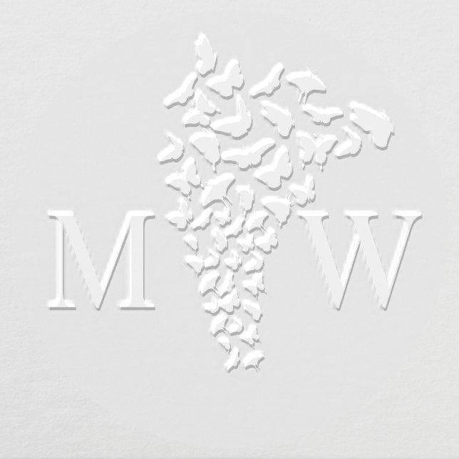 Butterflies #3 Couple Wedding 2 Initial Monogram Embosser (Design)