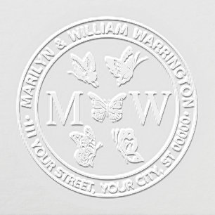 Butterflies #4 Couple Wedding 2 Initial Address Embosser